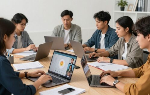 People working flexibly in various part-time jobs.