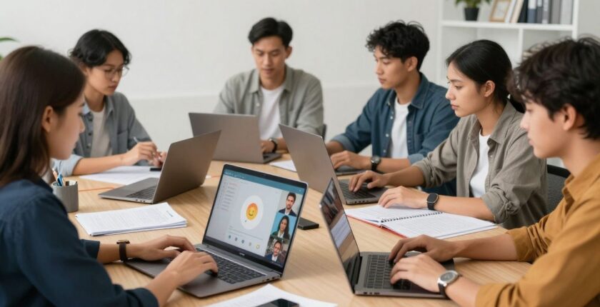 People working flexibly in various part-time jobs.