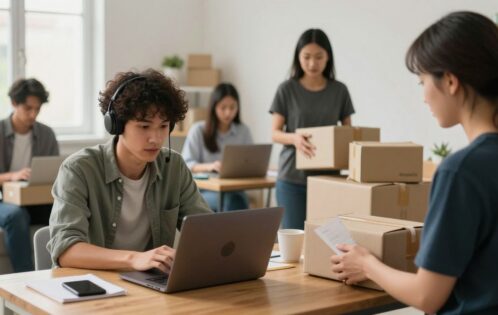 People working in diverse part-time jobs, including remote and local roles.