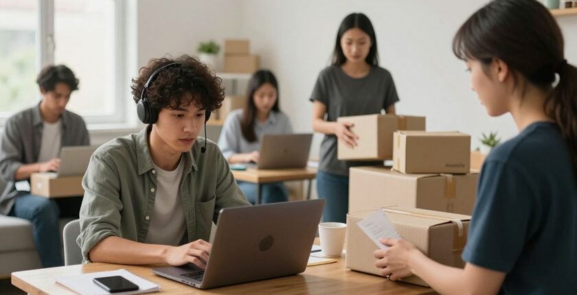 People working in diverse part-time jobs, including remote and local roles.