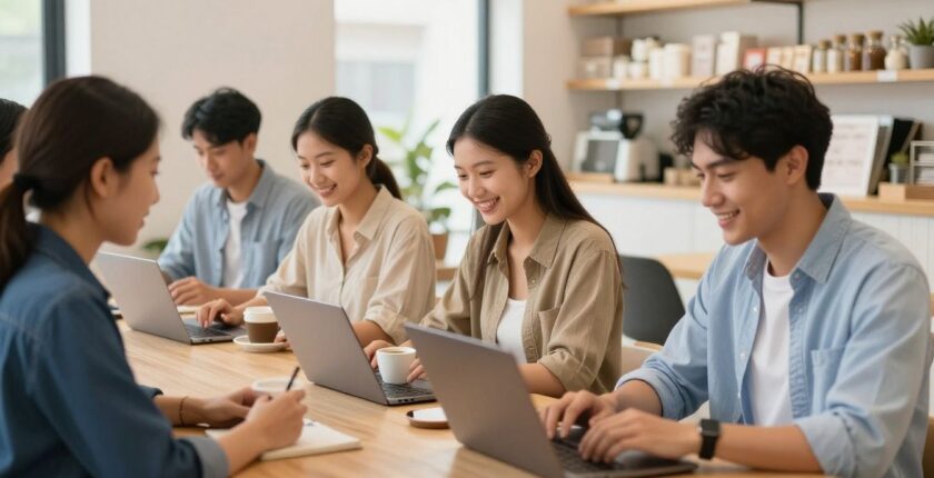 People working in different part-time jobs across the UK.